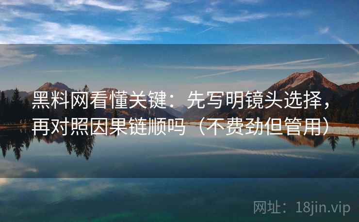 黑料网看懂关键：先写明镜头选择，再对照因果链顺吗（不费劲但管用）