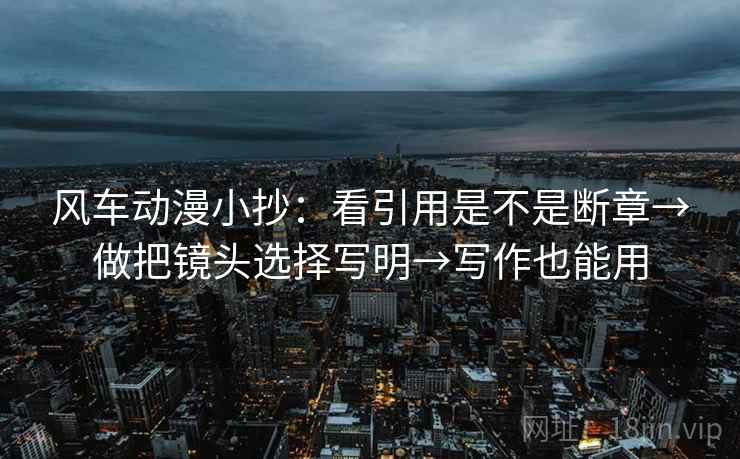 风车动漫小抄：看引用是不是断章→做把镜头选择写明→写作也能用